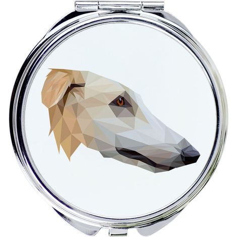 Borzoi russo, Borzoi, Barzoi - specchio con foto e iscrizione geometrica di Art-Dog (1/3)