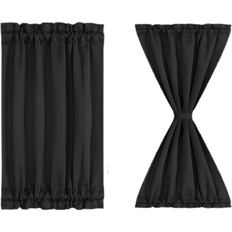 Lot de 2 rideaux occultants 100% polyester 63,5 x 101,6 cm – Couleur noire – Panneau coulissant pour porte – Lavable en machine (1/5)