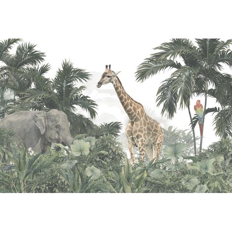 Papier peint panoramique Enfants - Animaux de la Jungle - 130 cm x 87 cm (1/2)