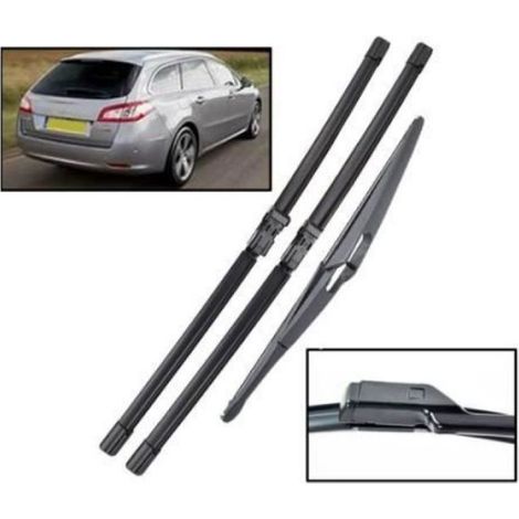 Lot de 3pcs balais d'essuie-glace arrière avant pour Peugeot 508 SW RXH 2018 2017 2016 2015 2014 2013 2012 2011 2010 26 NOIR (1/5)