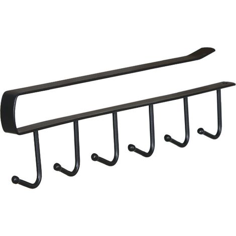 Cup Storage Hooks, Wardrobe, Kitchen Utensils, Ties, Belts and Scarves Hanging Rack Holder Under Closet Cabinet (Black) (1/4)