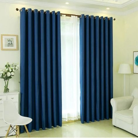 Rideau - ZS7802 - 150x180 cm - 2 pièces - Tissu polyester - Ombre 65 - Bleu bleu