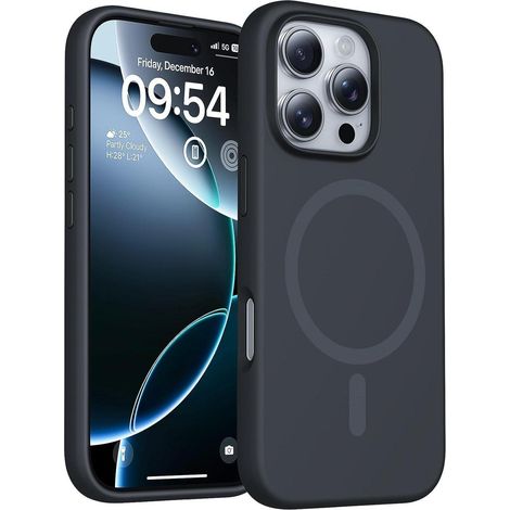 Handyhülle für iPhone 16 Pro Silikon MagSafe stoßfest schwarz (1/5)