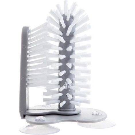 Brosse de lavage à ventouse murale, brosse pour verre, brosse double face pour bouteilles avec base à succion renforcée, outil de cuisine, bar, évier et maison. (1/5)
