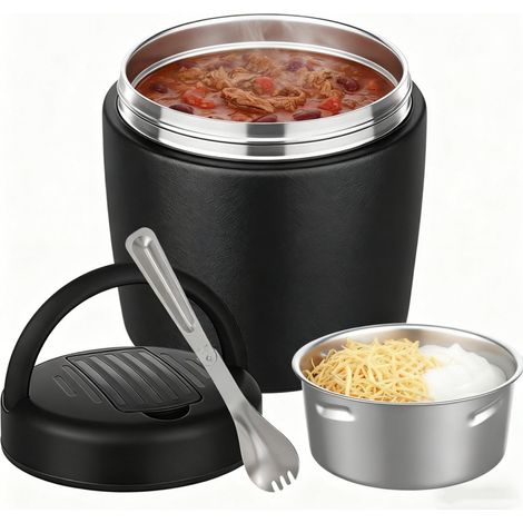 Boîte à bento isotherme portable en acier inoxydable 1,2 L (40 oz) pour aliments chauds - pour adultes - large ouverture - idéale pour les repas chauds - bol isotherme, boîte à bento, boîte à repas, b (1/5)