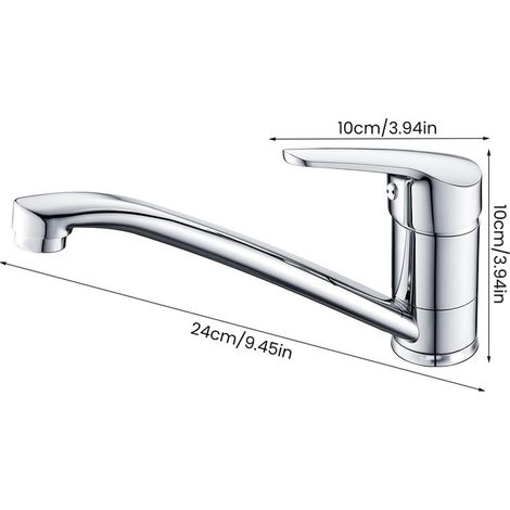 Mitigeur Évier de Cuisine Rotatif à 360° Robinet de Cuisine Eau Chaude et Froide avec Mousseur et Tuyaux d'Alimentation Chrome