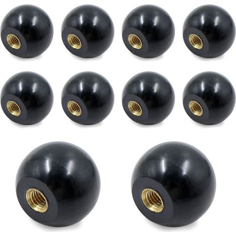 Pulsante a leva sferica - 10 pezzi M6 25mm maniglia isolante, pulsante sferico in bachelite nera, filettatura femmina rondella dado in ottone accessori universali per macchine utensili (1/5)