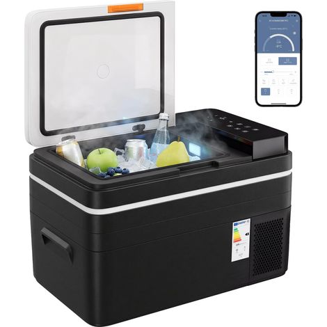 Glacière à compresseur 30 L -20 °C -20 °C avec contrôle via application, éclairage LED, port USB et protection de la batterie