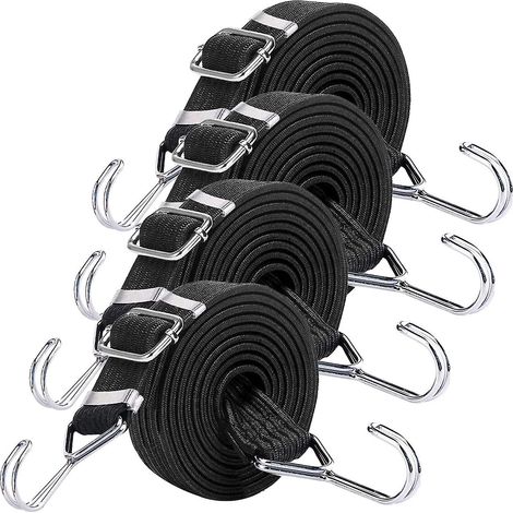Cordons élastiques 4 pièces avec crochets, cordons élastiques 2 M avec crochets avec crochets, vélo, transport de voiture, outil de rallye noir (1/3)
