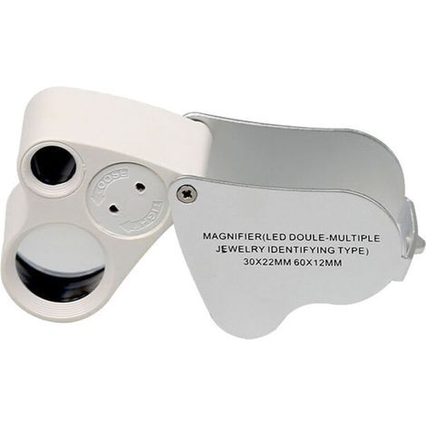 LED-beleuchtete Juwelierlupe, Dual-Focus-Vergrößerung, 60x, 12 mm und 30x (1/5)