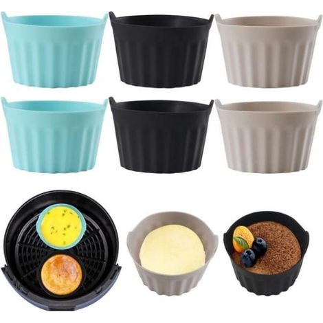 Küchenzubehör – 6-teiliges Silikon-Airfryer-Formen-Set – Geeignet für fettfreies Frittieren – Multifunktional (1/4)