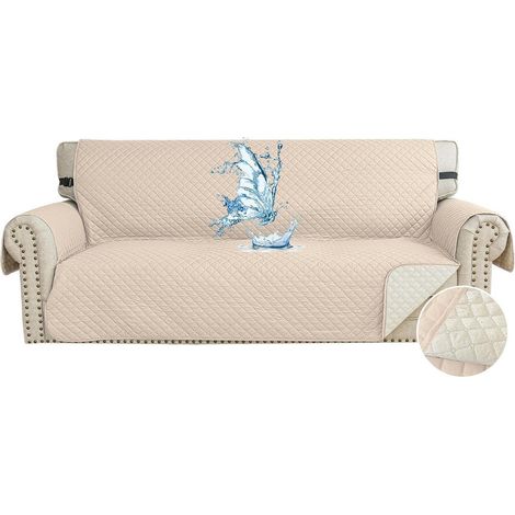Sofa Überwurf 3 Sitzer wasserdicht, Couchbezug rutschfest, Haustierschutz, Beige (1/5)