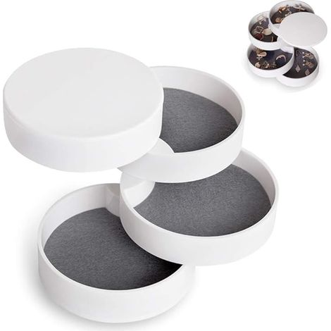 MINKUROW Joyero, Almacenamiento De Joyas Joyero Bandejas De Joyería Para Mujer Joyero Giratorio De 4 Niveles Para Anillos Collar Pendientes Regalo De Cumpleaños Niñas Mujeres Blanco (1/5)