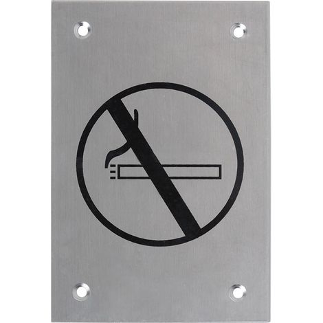 Placa prohibido fumar acero inoxidable atornillar 15x10cm