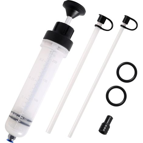 Seringue d'aspiration d'huile 200mL seringue de Liquide de Frein,extracteur de Liquide d'huile, extracteur de Liquide et Pompe de Remplissage,Liquide de Refroidissement