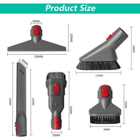 Accessori Aspirapolvere Universali, 3 Spazzole e 2 Ustioni, Per Piani, Materassi, Tetti, Compatibili con V7 V8 V10 V11, Grigio - AUTRES (1/4)