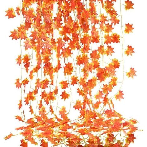 Plante Verte Artificielle 12 Pcs Automne Vignes Feuilles D'automne Guirlande Décorations 98 Pieds Faux Soie Feuille D'érable Vignes Artificielles Thanksgiving Automne Guirlande pour La Maison Mariage