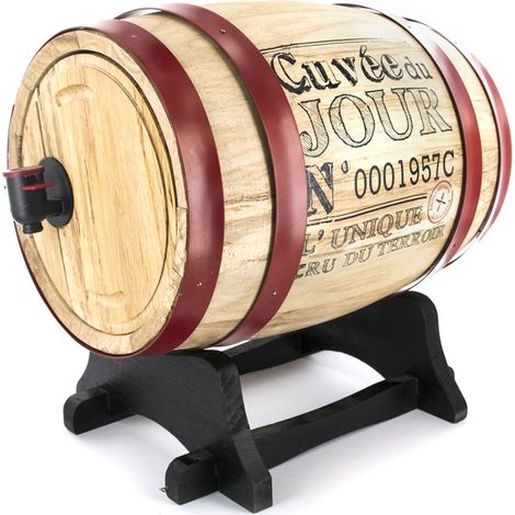 Distributeur de vin tonneau en bois avec robinet BISTROT (1/2)