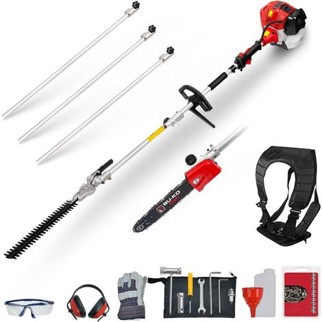 BU-KO 52cc Long Reach Petrol Hedge Trimmer and Pruner Saw with 3X 75cm Extension Pole, Ultimate Garden Tool for Precision Cutting, Trim Hedges and Prune with Ease (1/5)