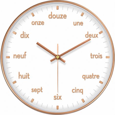 Horloge murale ronde quartz 35 cm ZB or rose sans perçage rose 900 g – Livraison gratuite