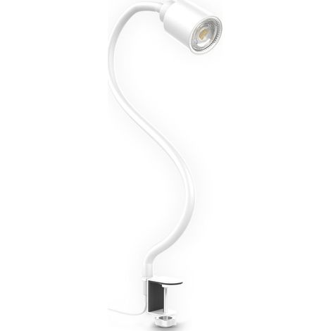 B.K. Licht lampe de lecture LED pivotante inclinable avec bras flexible ampoule GU10 5W 3000K lampe à pince pour bureau chevet lecture blanche