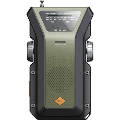 Radio d'urgence, radio météo portable AM/FM/WB (NOAA), 4 000 mAh, Type-C/solaire/manivelle, 3 modes de charge, alarme SOS (1/5)