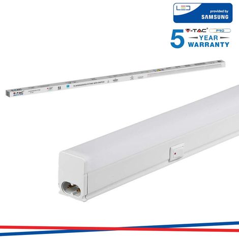 V-TAC Plafoniera LED Chip Samsung Lineare 16W 120cm Raccordabile con Interruttore Bianco Caldo