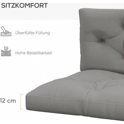 Coussin d'assise avec boutonnage, 120 x 80 x 12 cm, gris (1/5)