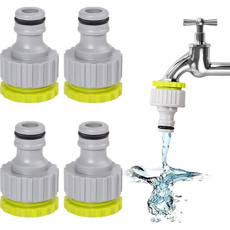 4-teiliger Wasserhahnanschluss, Gartenschlauchanschluss, 1/2 Zoll 3/4 Zoll 2-in-1-Wasserhahnanschlüsse, Bewässerungsschlauchadapter, für die Gartenbewässerung (1/5)