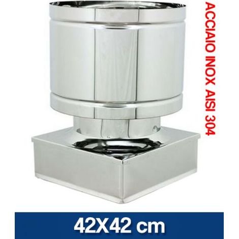 CAPPA COMIGNOLO ANTIVENTO A BOTTE BASE QUADRATA IN ACCIAIO INOX 36129V CM 42X42 (16671)
