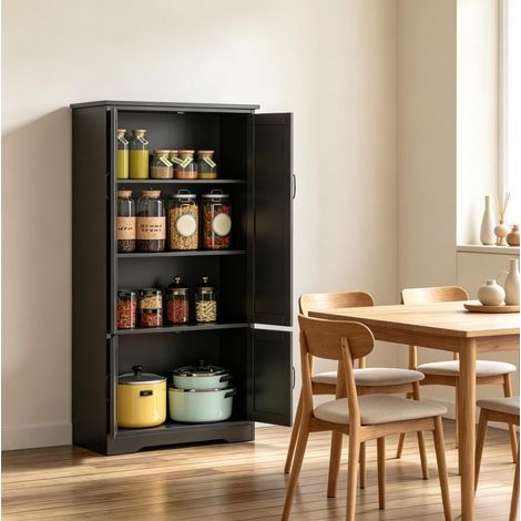Mueble de cocina negro 60 x 30 x 123 cm con 2 puertas OKMYHOME (1/5)