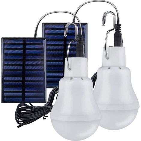 HONORNIC - 2 Lampe Camping Solaire Portable,Ampoule Solaire LED Lampe Urgence Solaire Lumière Jardin Lanterne Éclairage Solaire