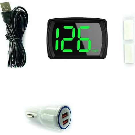 Affichage Tête Haute Voiture GPS Compteur de Vitesse Numérique LED Grands Caractères KM/H MPH avec Adaptateur Chargeur