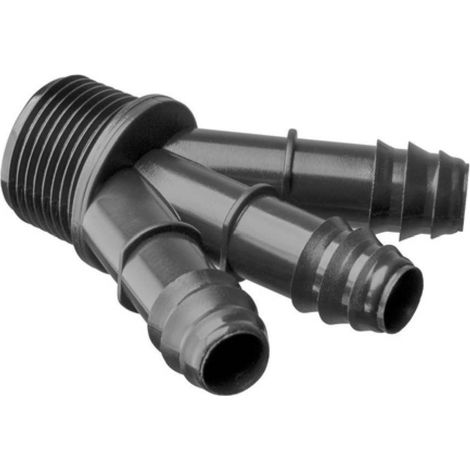 Raccord pour arrosage enterré Y 3 voies Ø16mm – Filetage mâle 3/4 pouce – Pour micro irrigation – Divise le flux d'eau – Abrisa - 3voies