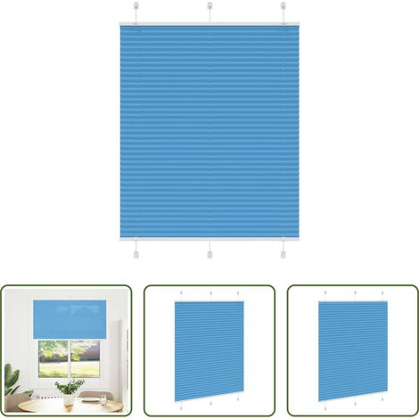 Store zébré - Store plissé bleu 110x100 cm largeur du tissu 109,4cm polyester (1/5)