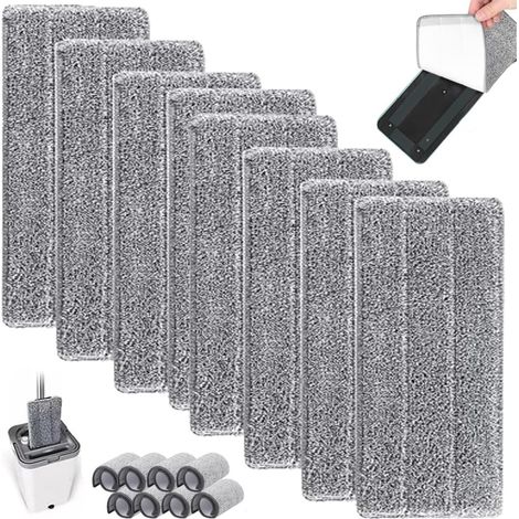 8 Pieces Mop Pads,Tampons de Vadrouille,Mop Remplacement des Tampons,Tampons Vadrouille en Microfibre Mop,Housse de Nettoyage de Rechange,pour Le Bureau à Domicile Bois Franc,Marbre,Tuiles
