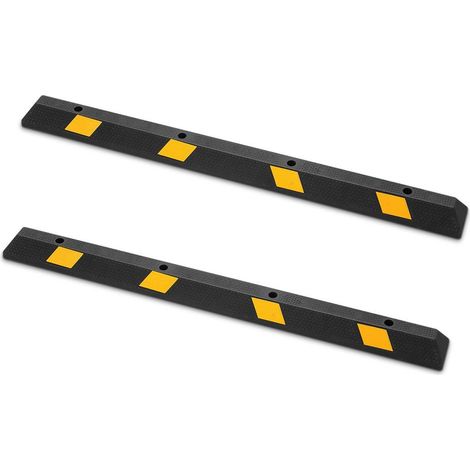 Butée de Stationnement Caoutchouc Lot de 2 Butoirs de Garage 184 cm avec Bandes Réfléchissantes pour Voiture Camion (1/5)