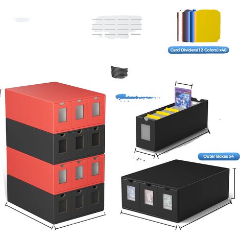 Caja para guardar tarjetas coleccionables, gran capacidad, organización eficiente, color rojo. (1/2)