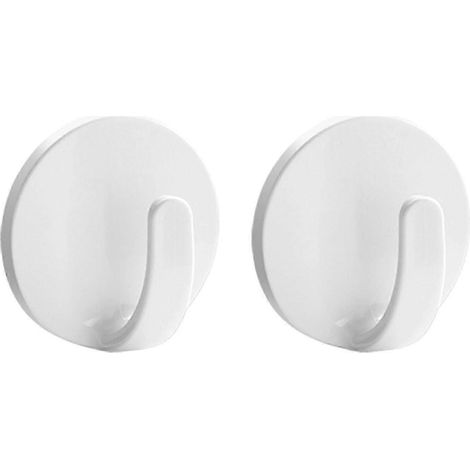 Lot de 2 crochets magnétiques robustes en plastique blanc pour suspendre ustensiles de cuisine, barbecue, clés de réfrigérateur, crochet rond de 43 mm. (1/4)
