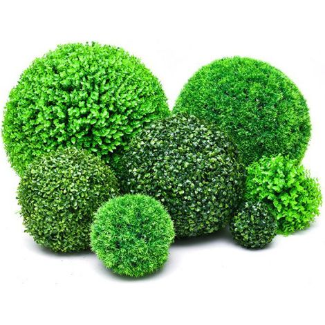 Boule De Gazon Artificiel en Plastique,20cm Boul Plante Artificielle Boule Topiaire Arbre Buis Mariage Fête Maison Décoration (1/5)
