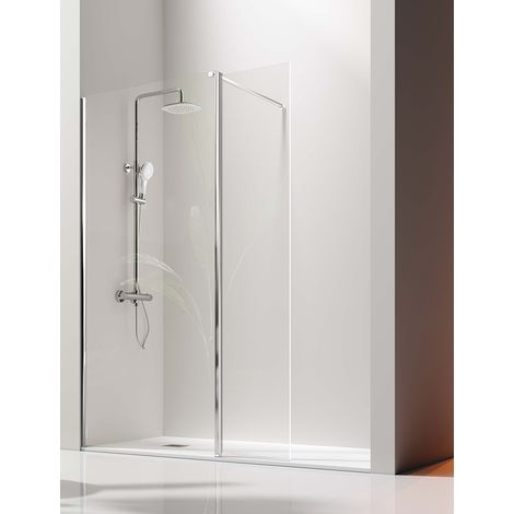 Mampara de Ducha Frontal- 1 Panel Fijo y 1 Puerta Abatible- Cristal de Seguridad de 6/8 mm - Modelo Giro PB [115 (75+40)] - TRANSPARENTE