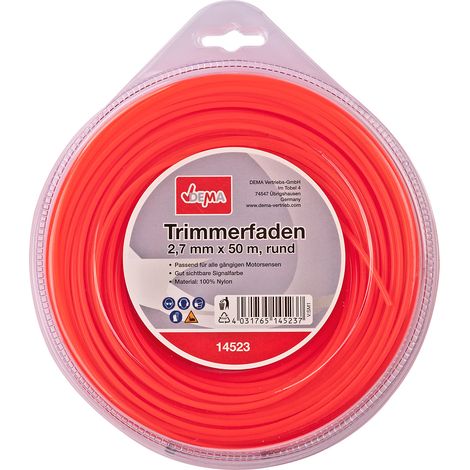 Motorsense Freischneider Mähfaden Trimmerfaden 2,7mm-50m rund Nylon Signalfarbe (1/2)