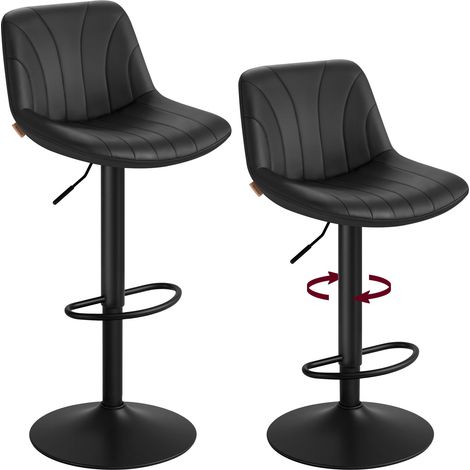 VASAGLE Sgabelli da Bar, Schienale, Sedie da Bar Regolabili in Altezza, Girevoli a 360°, Poggiapiedi Metallo, Sala da Pranzo Cucina, PU, Set di 2, Nero Inchiostro LJB181BH01 (1/5)