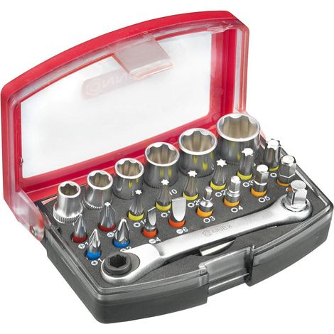 Connex Bit-Set mit Ratsche Steckschlüsselsatz 25-teilig inkl. Ratsche
