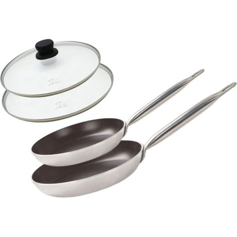 Set de 2 Poêles 24 et 32 cm céramique sans PFAS et 2 couvercles Bistro Line Elo (1/5)