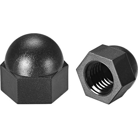 M12 Écrou Borgne Hexagonal Gland Dôme Tête Clous pour Vis Boulons Nylon Noir 10 Pcs (1/3)