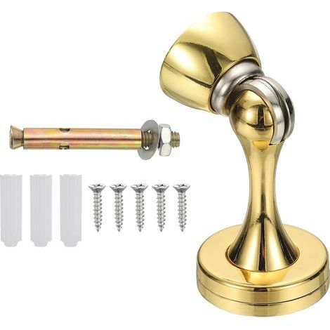 Fermaporta magnetico, morsetto per porta in lega di zinco, protezione per parete con viti, oro (1/4)