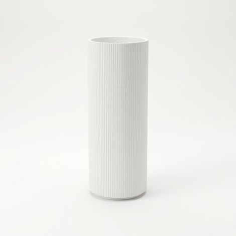 Dekorative zylindrische weiße Blumenvase, klassische Form, elegant