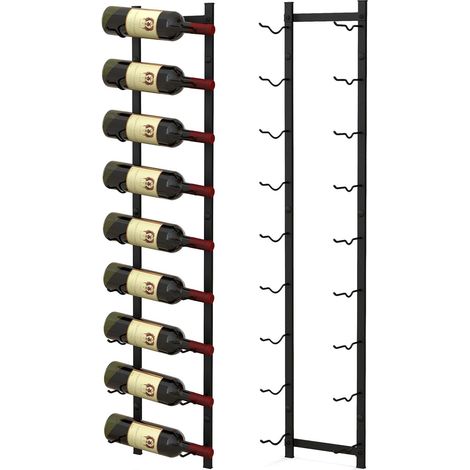 COSTWAY Botellero de Pared para 9 Vinos, Soporte Metal Inoxidable para Botellas de Vino, Estante de Vino de Pared, Almacenaje de Botellas de Vino Vertical para Cocina Comedor Bar