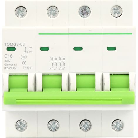 Disjoncteur Miniature 4P Type C 16A Avec Protection Fuite Courant Installation Rail Din Usage Résidentiel Commercial (1/5)